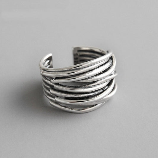Rae | Sterling Silver Adjustable Layered Ring