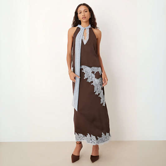 Mabel | Lace Panel Top & Skirt Set
