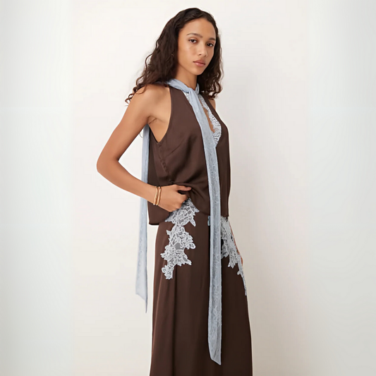 Mabel | Lace Panel Top & Skirt Set