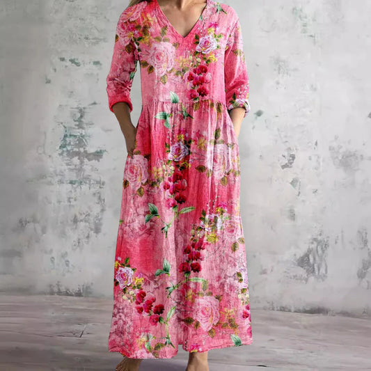 Anwen™ | Floral V-Neck Maxi Dress