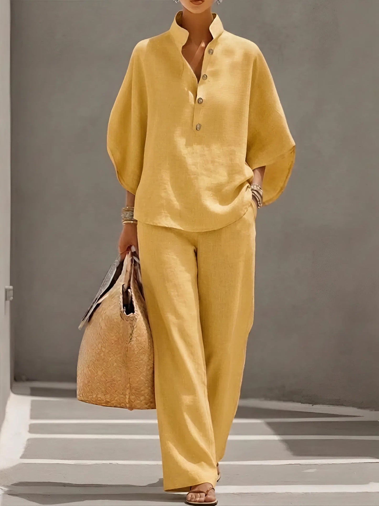 Valentina | Women's Wide Leg Pants Button Up Two Piece