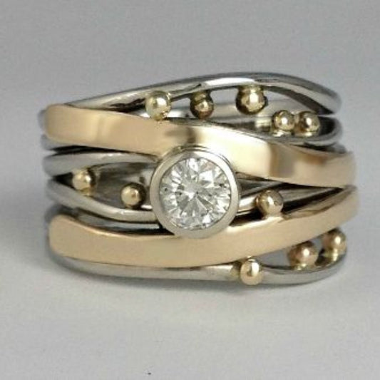 Nicole | Vintage Gold Intarsia Zirconia Ring