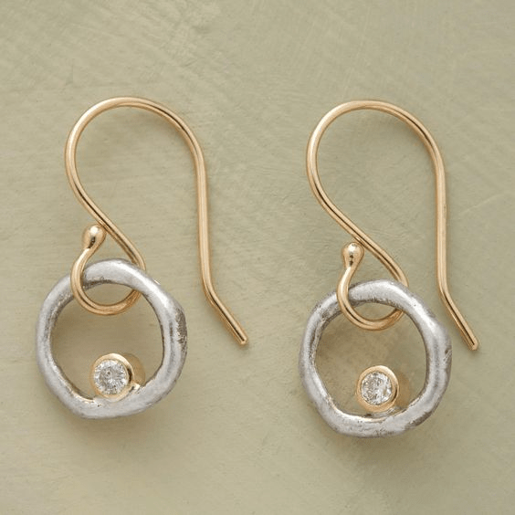 Monique | Vintage Gold & Silver Zirconia Earrings