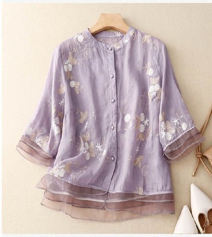 Savannah | Chic Blouse with Floral Accents