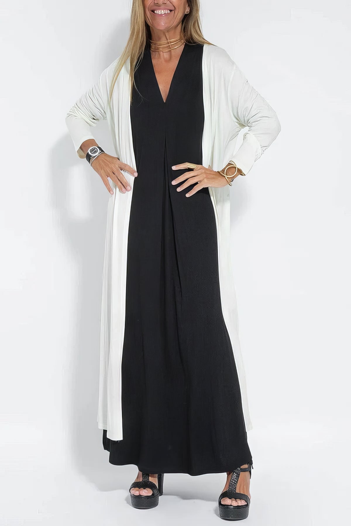 Gwenllian | Elegant Long Dress with Coordinated Cardigan