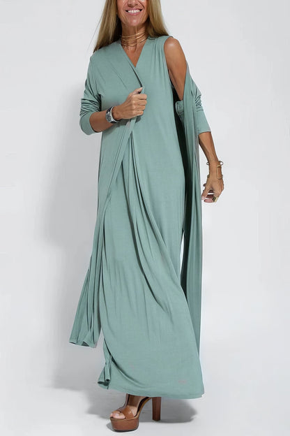 Gwenllian | Elegant Long Dress with Coordinated Cardigan