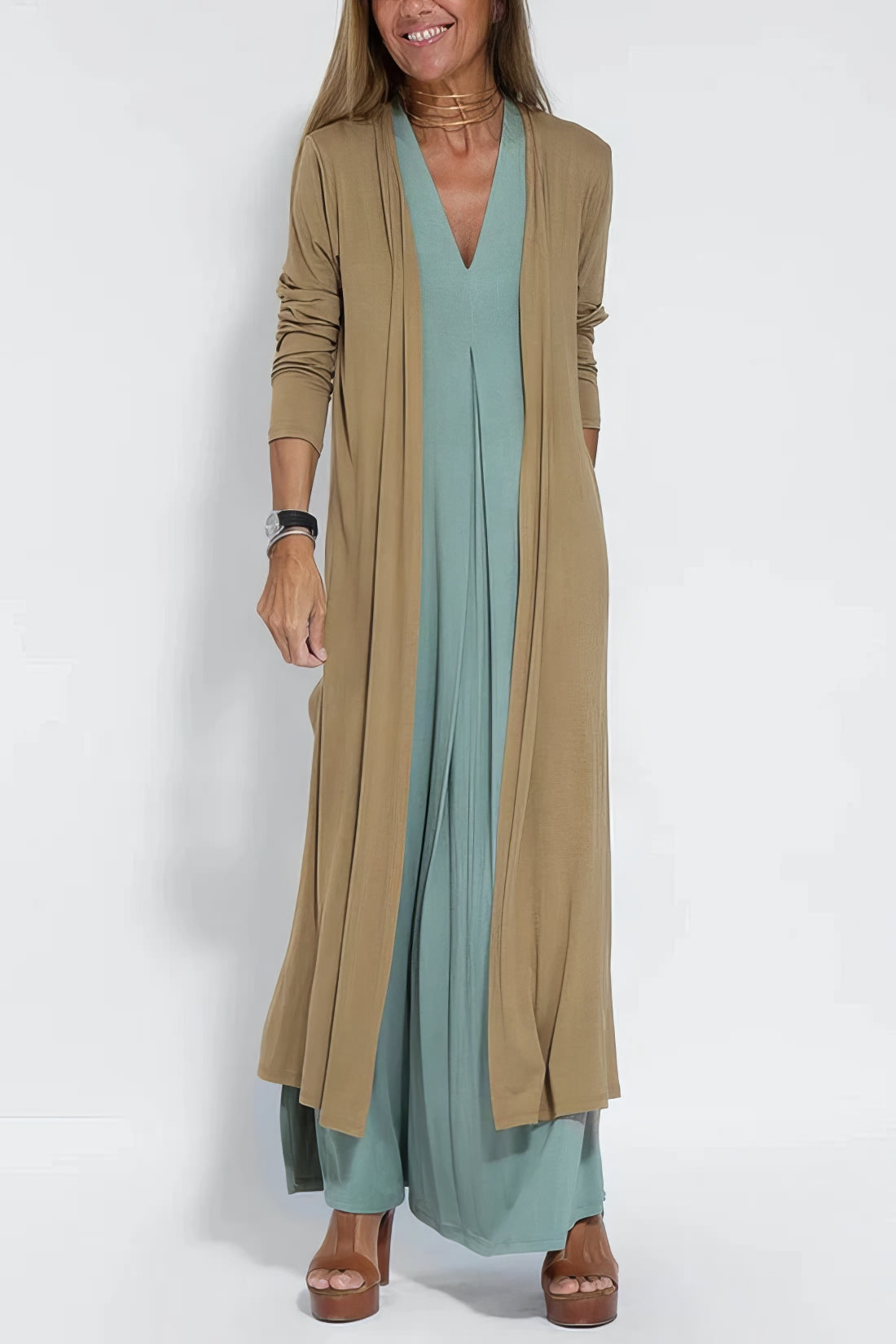 Gwenllian | Elegant Long Dress with Coordinated Cardigan